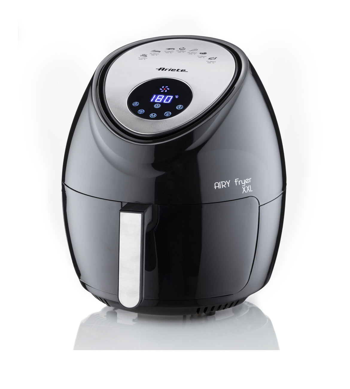 Airy Fryer XXL nero
4618/00
Friggitrice ad aria da 7 litri. Cuoce ad aria calda, frigge senza odori, con un solo cucchiaio di olio fino a 2,5 kg di patatine fritte in una sola volta. Temperatura regolabile max 200°. Nero. BPA Free
