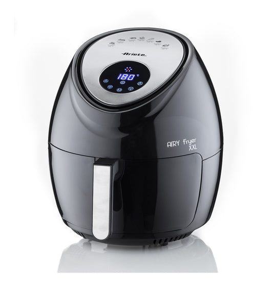 Airy Fryer XXL nero
4618/00
Friggitrice ad aria da 7 litri. Cuoce ad aria calda, frigge senza odori, con un solo cucchiaio di olio fino a 2,5 kg di patatine fritte in una sola volta. Temperatura regolabile max 200°. Nero. BPA Free