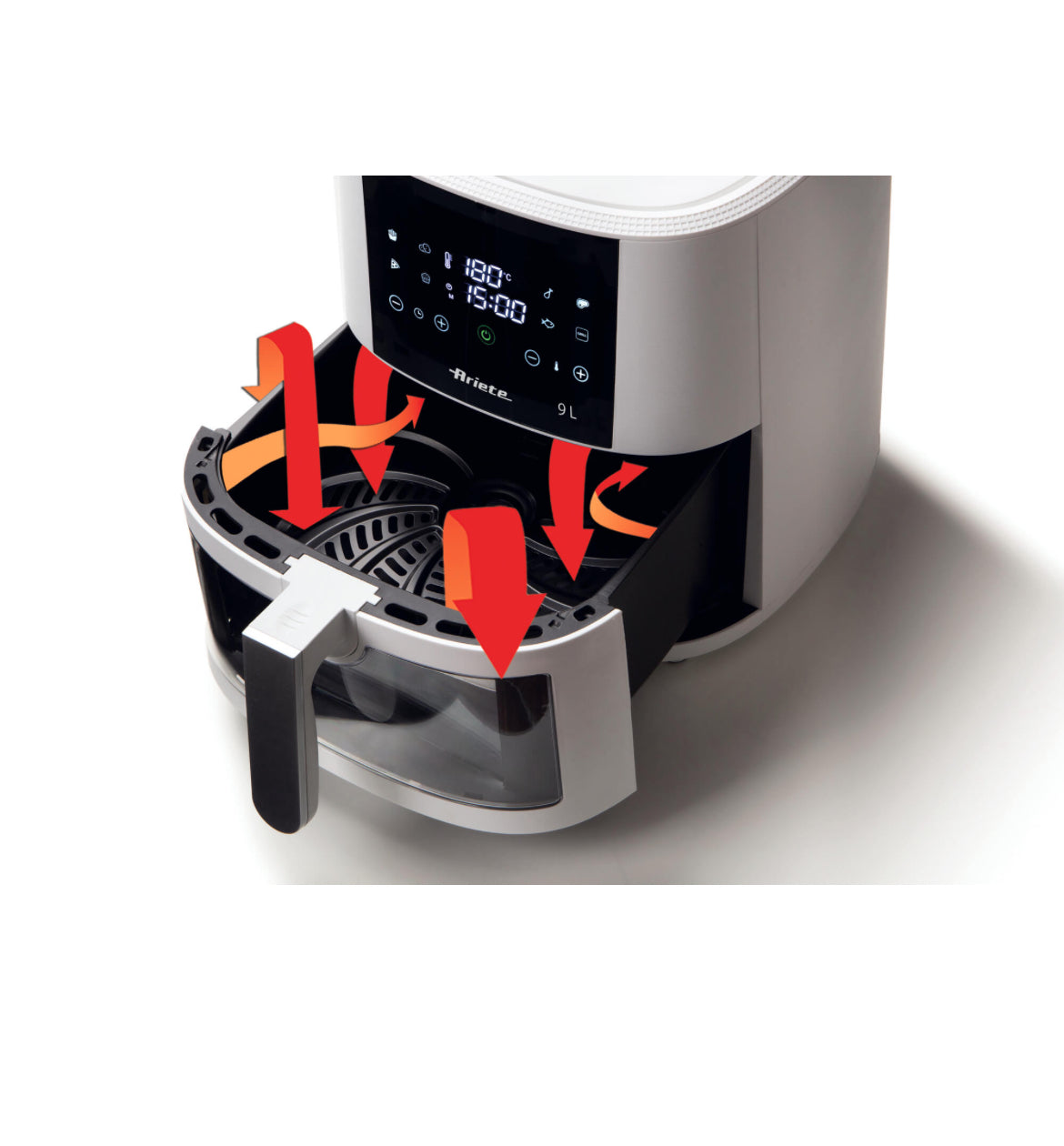 Friggitrice ad aria 9L con vetro Bianco
4630/03
Per grandi quantità di fritto e tanta croccantezza. Adatta a fritture di pesce, carne, crocchette, patatine e alimenti impanati. 8 programmi preimpostati ideali per cene in famiglia e con amici. BPA Free
