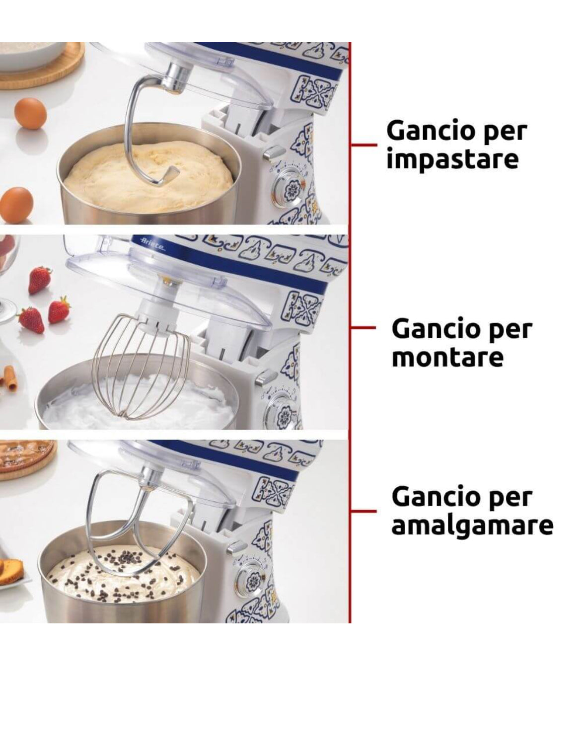 Impastatrice Planetaria Capri
1588/0C
Planetaria con tazza da 5,5 litri in acciaio inox. Gancio impasti duri, frusta impasti morbidi, frusta per montare. 7 velocità per impastare, montare e amalgamare tutti gli ingredienti.