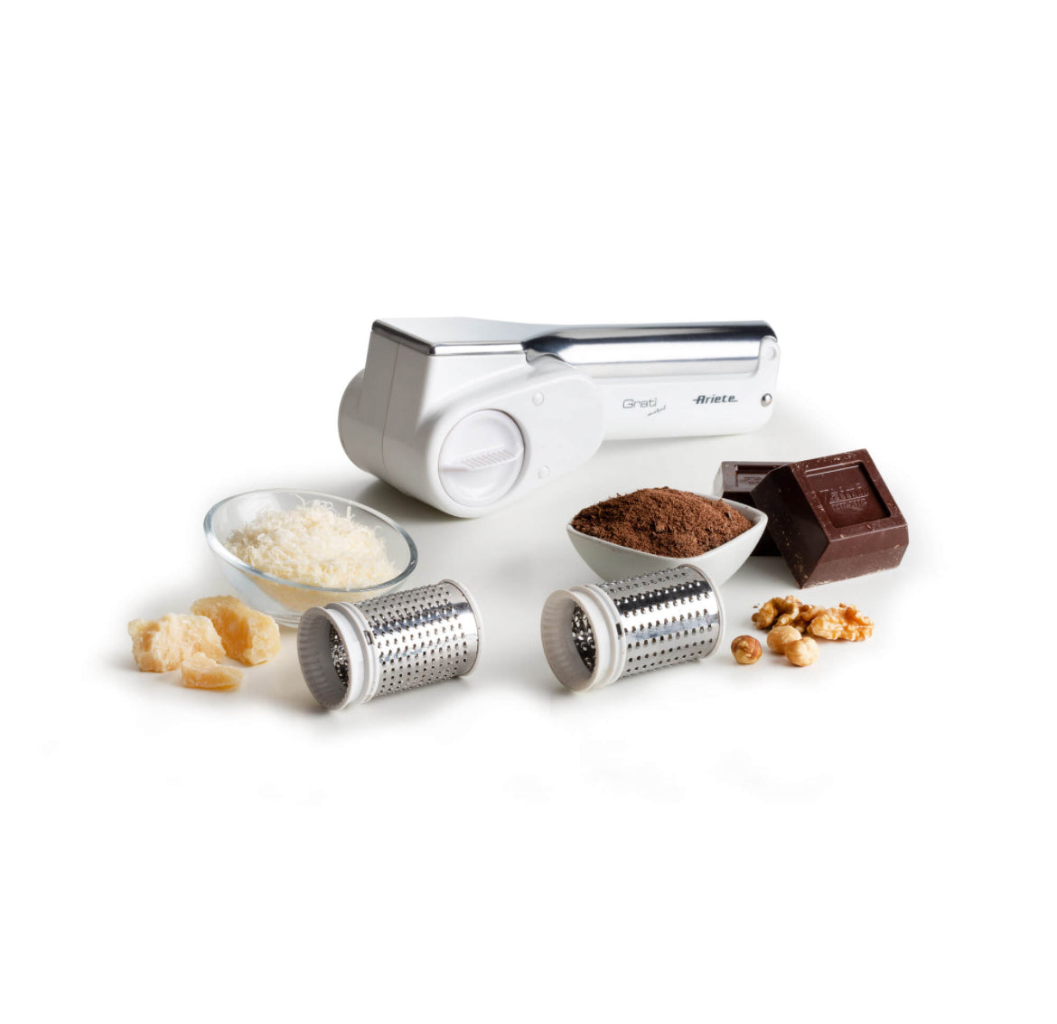 Gratì Metal
0044/20
Grattugia elettrica ricaricabile leggera e maneggevole. Con un solo pulsante grattugi formaggio, cioccolata, pane e frutta secca. Manico in metallo resistente