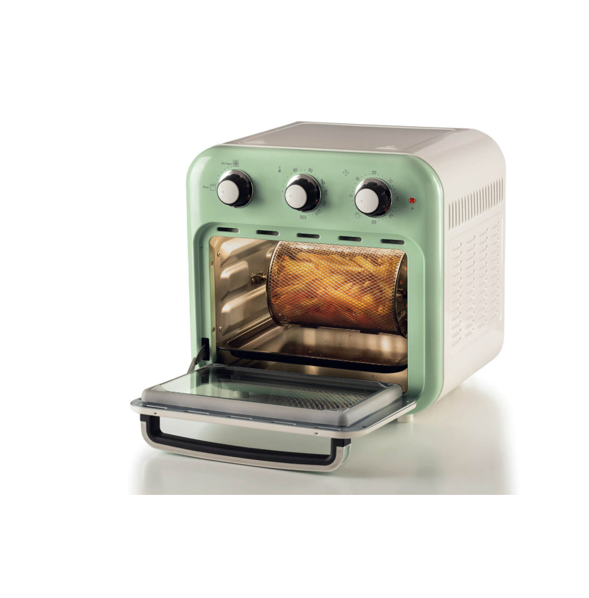 Friggitrice ad aria + Forno Vintage Verde
4632/04
Per grandi quantità di fritto e tanta croccantezza, 16L di capacità. Adatta a fritture di pesce, carne, crocchette, patatine e alimenti impanati. Cestello trasparente. Con luce interna.