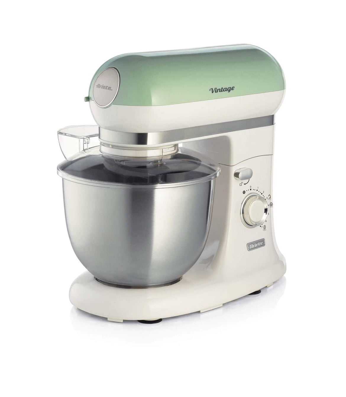 Impastatrice Planetaria Vintage Verde
1588/04
Planetaria con tazza da 5,5 litri in acciaio inox. Gancio impasti duri, frusta impasti morbidi, frusta per montare. 7 velocità per impastare, montare e amalgamare tutti gli ingredienti. Verde