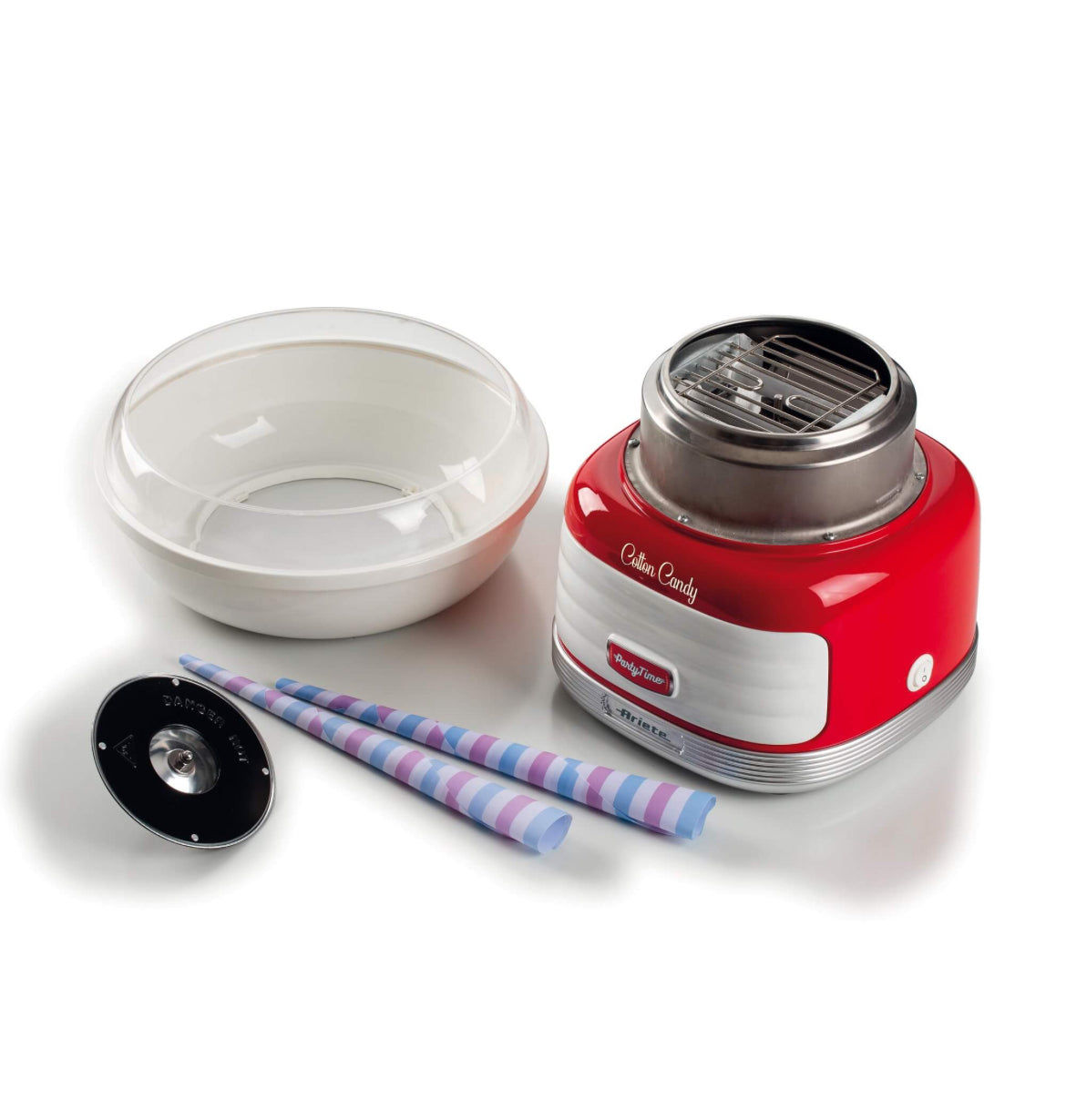 Cotton Candy Party Time Rosso
2973/00
Macchina Rossa per zucchero filato con il design unico degli American Diner anni ‘50. Compatibile con zucchero semolato o caramelle dure. Let’s party con Party Time Ariete!