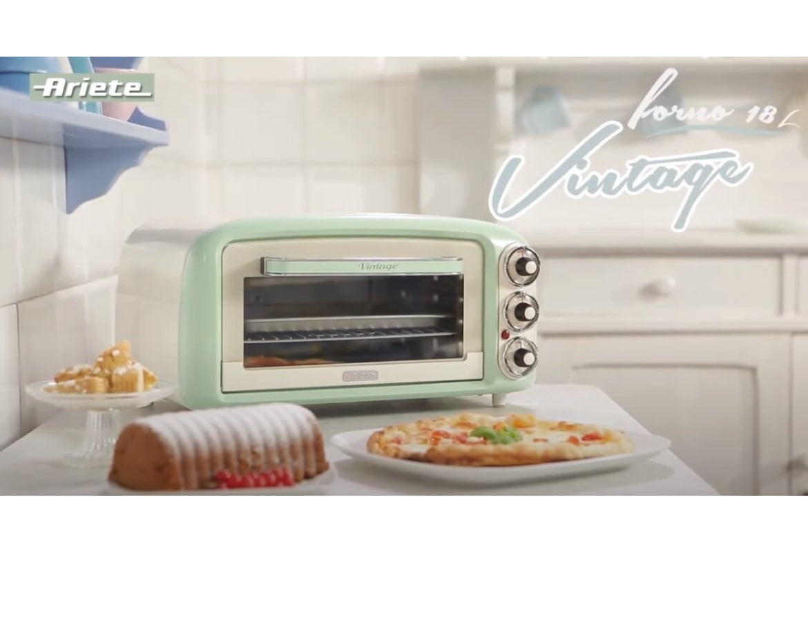 Forno Vintage Verde
0979/04
Forno Elettrico Vintage Verde 18 Litri, 3 modalità di cottura, timer impostabile fino a 60’, temperatura regolabile fino a 230°C e fondo arrotondato per cuocere la pizza alla perfezione.