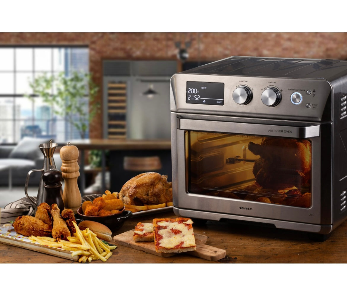 Forno + Friggitrice ad Aria 25L
4629/11
Per grandi quantità di fritto e tanta croccantezza. Adatta a fritture di pesce, carne, crocchette, pizza, patatine e alimenti impanati. Multifunzione ideali per cene in famiglia e con amici.