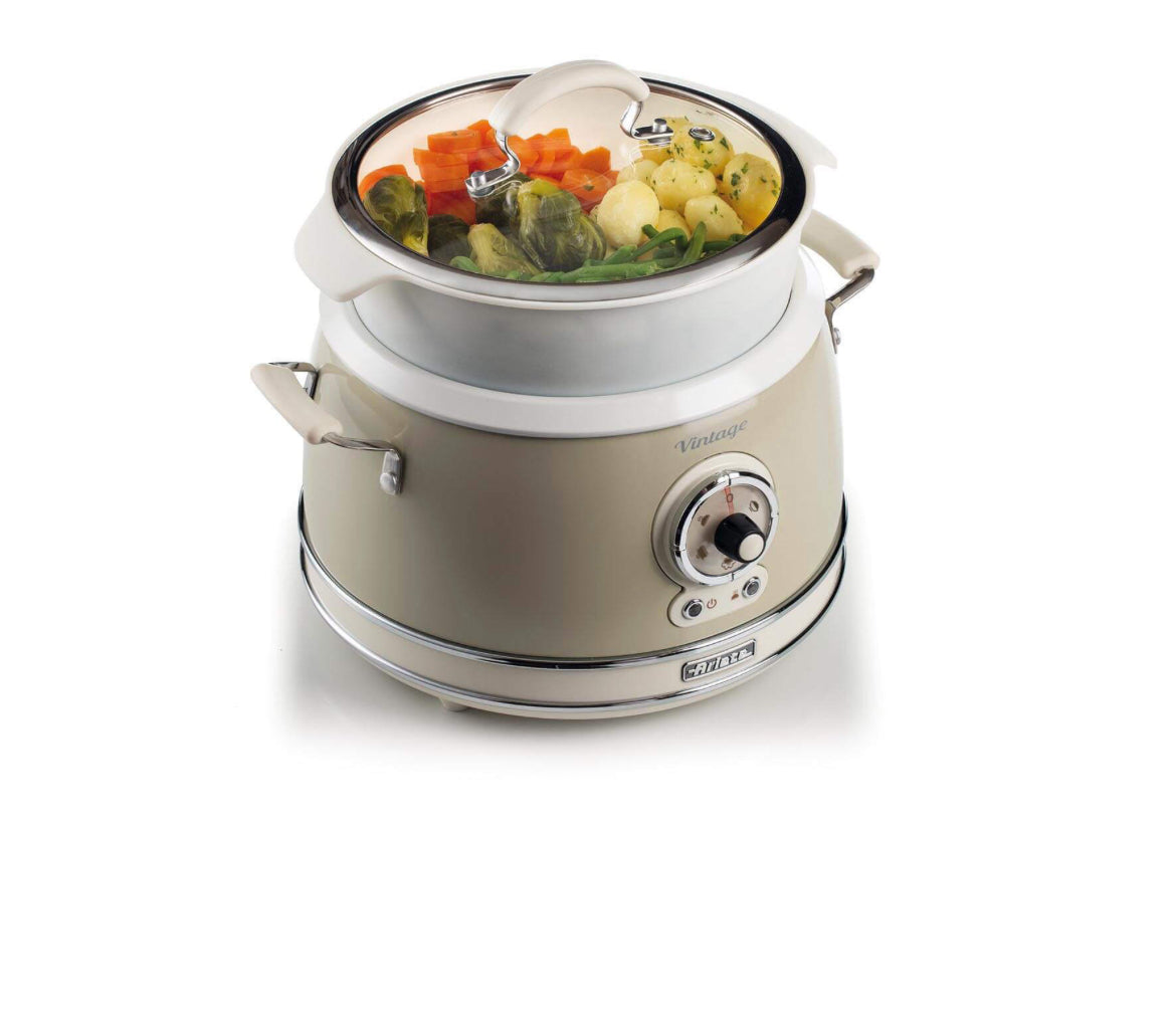 Rice Cooker & Slow Cooker beige
2904/03
Cuociriso elettrico e Slow Cooker con 5 diverse modalità di cottura: riso, sauté, a vapore, riscaldamento e slow cooker. Bowl in ceramica removibile e inseribile in forno a 180° per gratinare e terminare la cottura.