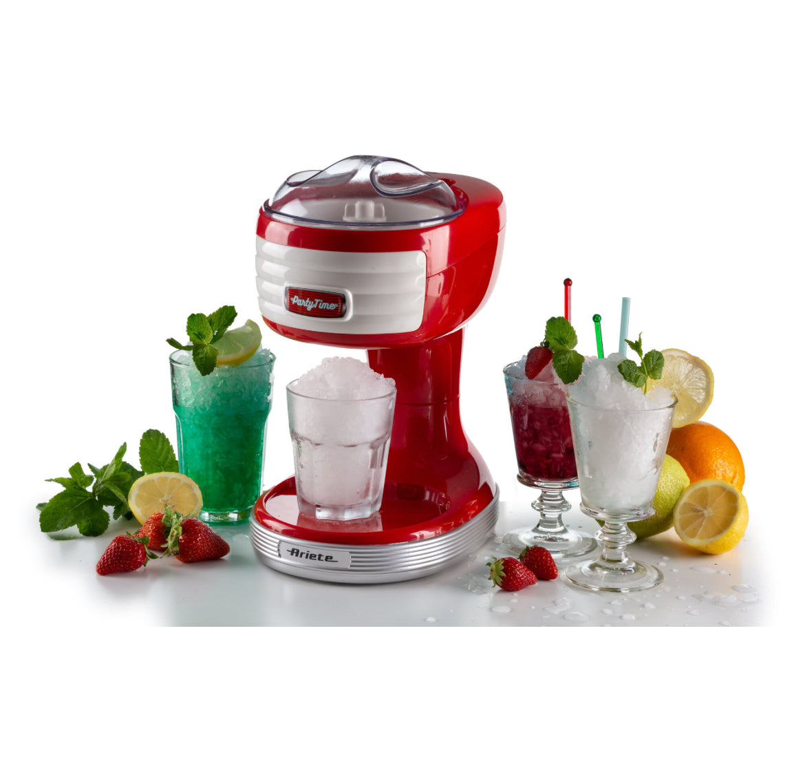 Ice Crusher Party Time Rosso
0076/00
30 W. Cestello tritaghiaccio removibile. Coperchio trasparente. Lame in acciaio inox. Ideale per creare granite e cocktail.