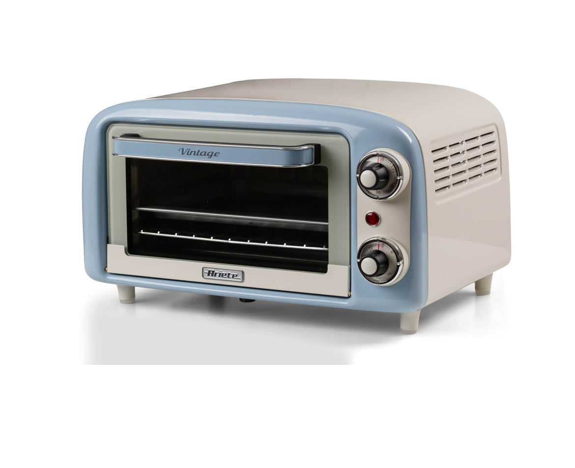 Forno Vintage Celeste 10L
3919/05
Forno Elettrico Vintage 10 Litri, doppio vetro, timer impostabile fino a 60’, temperatura regolabile fino a 230°C.