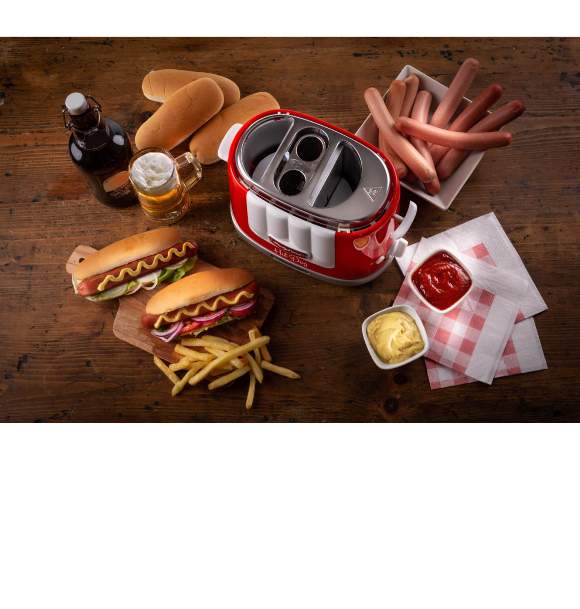 Hot dog Maker Party Time Rosso
0206/00
650 W. Scalda panini e cuoce wurstel. Rosso
