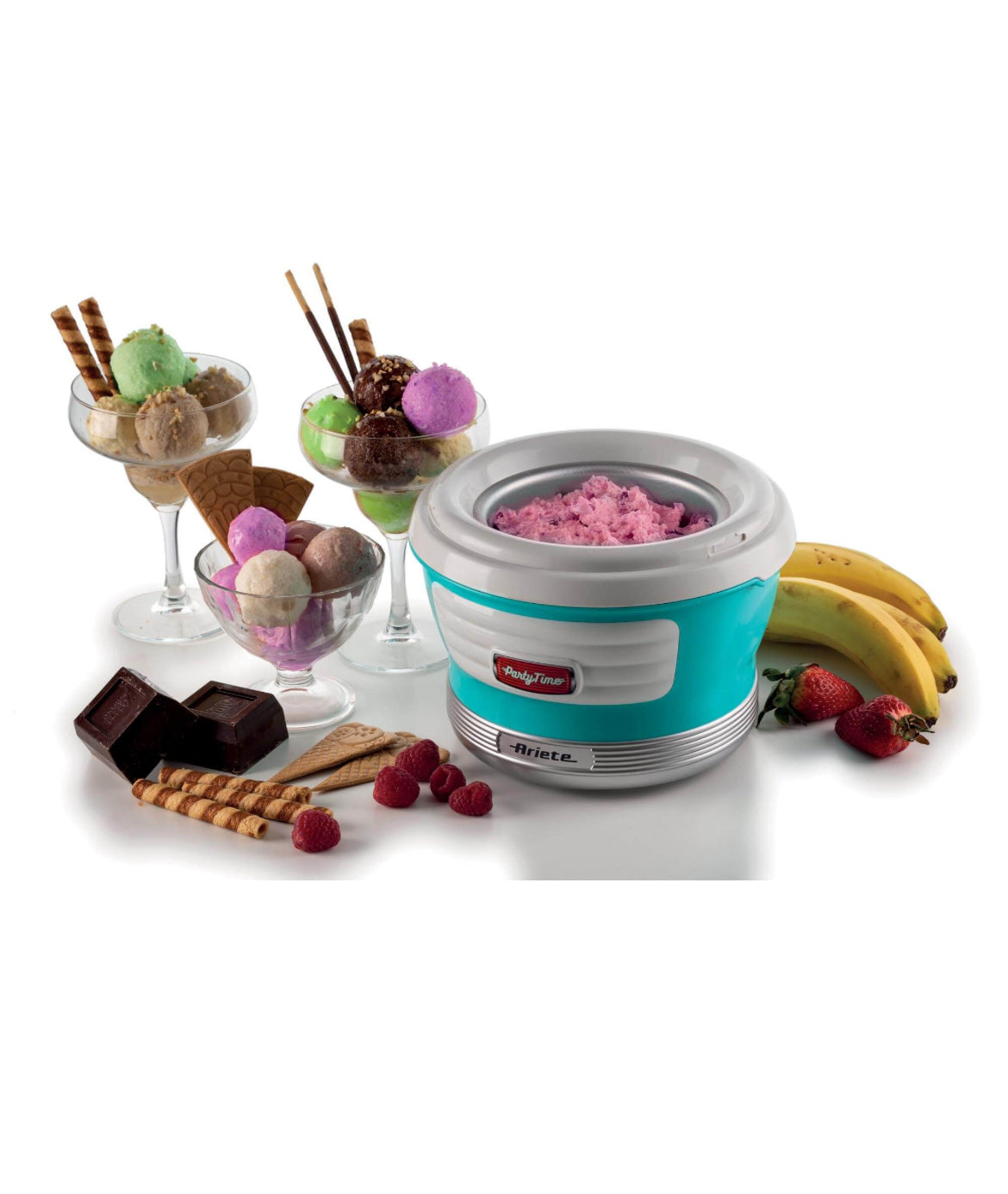 Party Time
Ice Cream Maker Party Time Celeste
0643/01
Per gelati, sorbetti e yogurt gelato. Per un perfetto party in casa, Ice Cream Maker prepara il tuo gelato in 30 minuti per tutta la famiglia e amici. Potenza 12 W e 1,5 L di capacità. Celeste