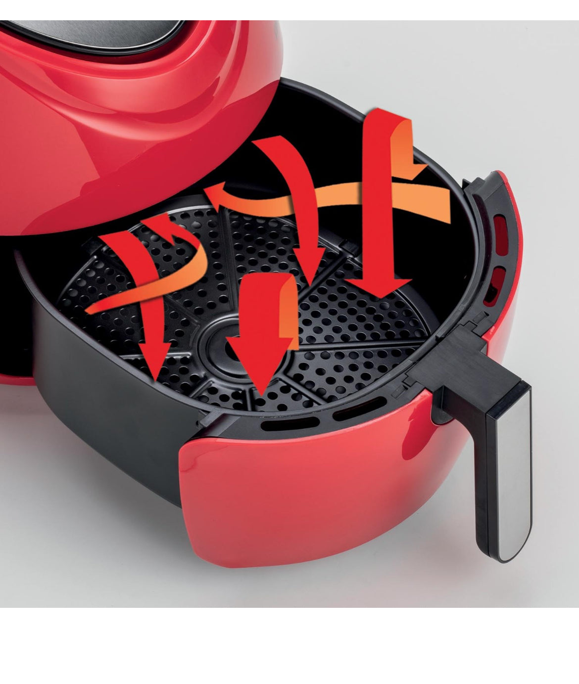 Airy Fryer XXL Rosso
4618/01
Friggitrice ad aria da 7 litri. Cuoce ad aria calda, frigge senza odori, con un solo cucchiaio di olio fino a 2,5 kg di patatine fritte in una sola volta. Temperatura regolabile max 200°. Rosso. BPA Free