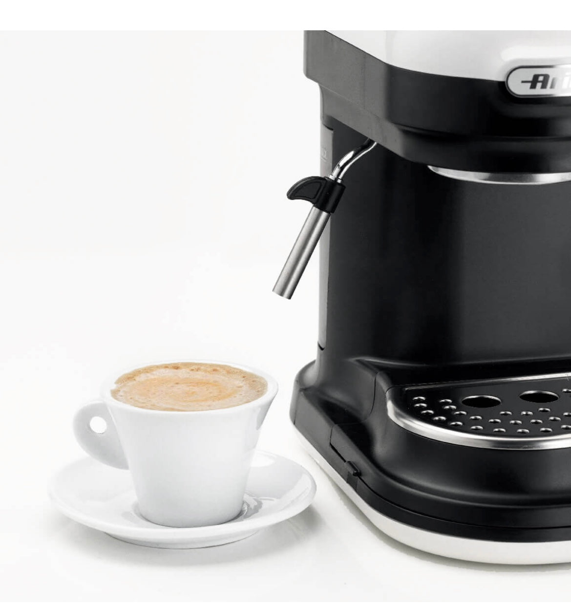 Macchina da caffè espresso con macinacaffè Moderna Bianco. Macinacaffè con erogatore. Filtro per 1 o 2 tazze.15 bar pressione. Autospegnimento. Cappuccinatore. Bianco