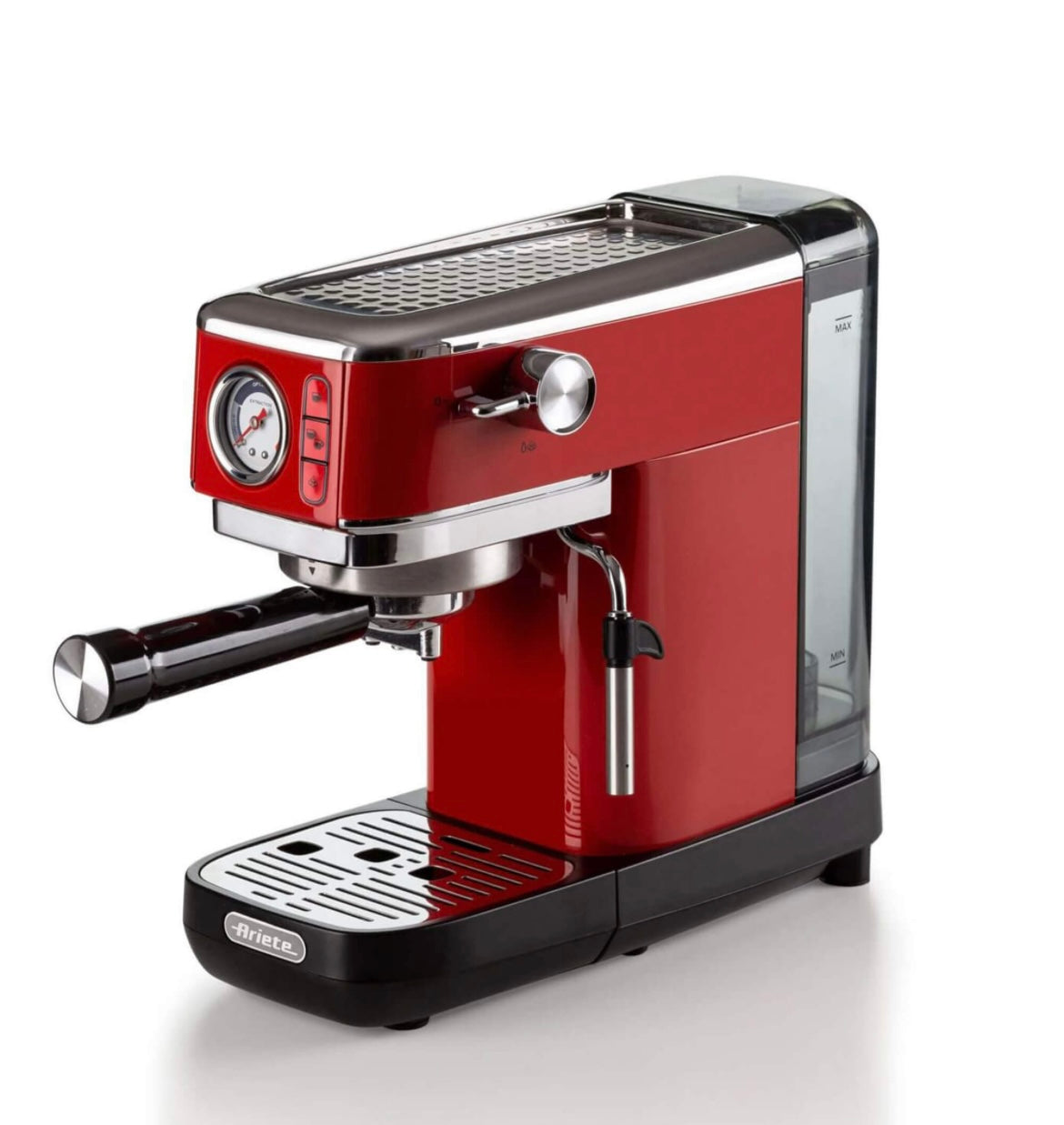 Macchina per caffè espresso Metal con manometro 1381 Rosso
1381/13
Solida preziosa e compatta per caffè gustosi e cappuccini cremosi grazie al dispositivo Maxi-Cappuccino. Manometro integrato. Compatibile con polvere di caffè e cialde ESE. Erogazione acqu