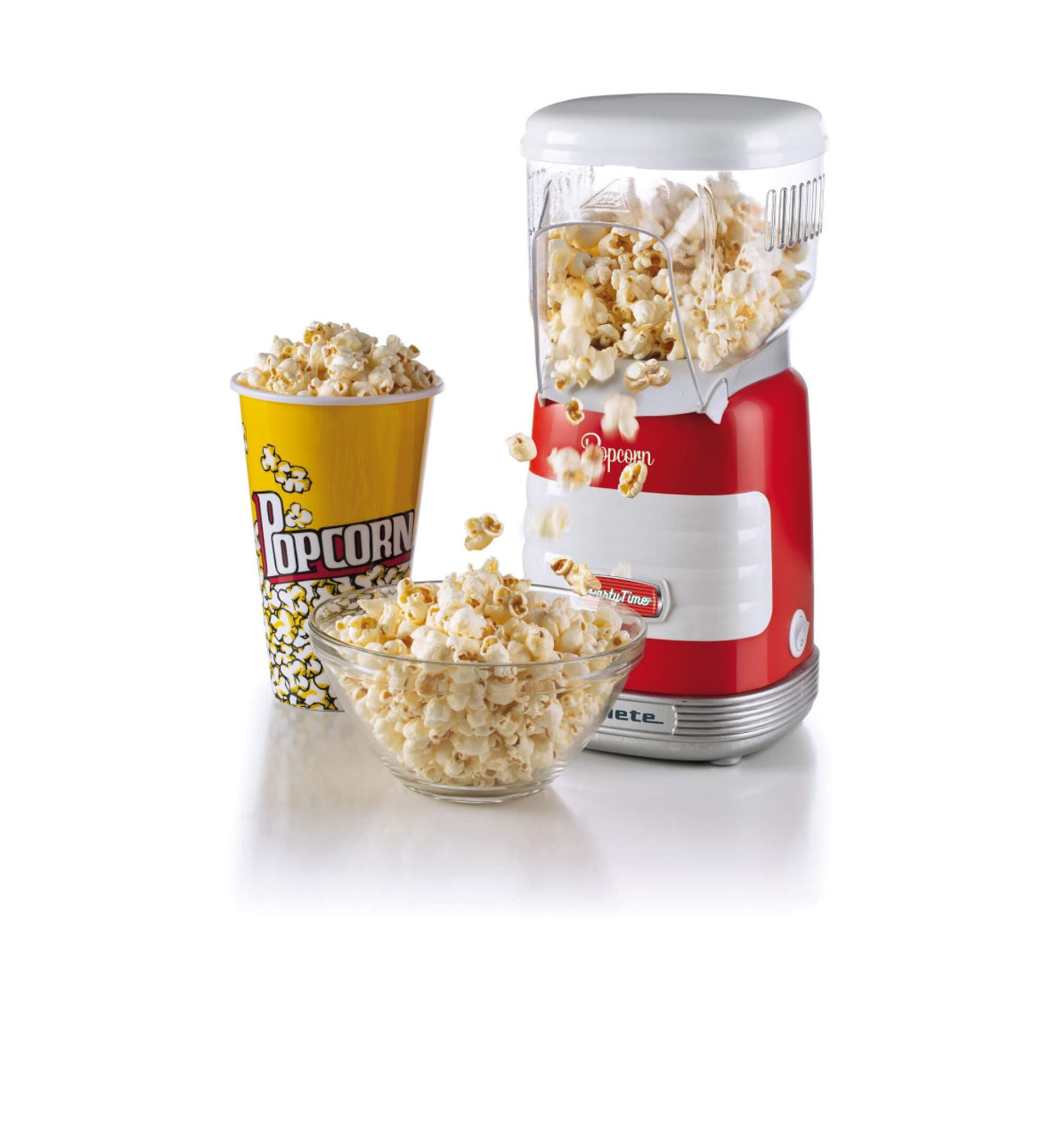 Pop Corn Party Time Rosso
2956/00
Macchina Rossa per Pop Corn con il design unico degli American Diner anni ‘50. Cottura ad aria calda senza olio e grassi. Scoppia 60g di mais in meno di 2 minuti. Let’s party con Party Time Ariete!