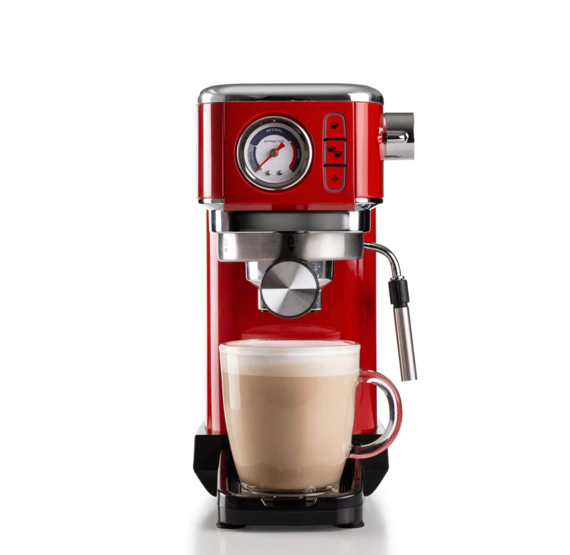 Macchina per caffè espresso Metal con manometro 1381 Rosso
1381/13
Solida preziosa e compatta per caffè gustosi e cappuccini cremosi grazie al dispositivo Maxi-Cappuccino. Manometro integrato. Compatibile con polvere di caffè e cialde ESE. Erogazione acqu