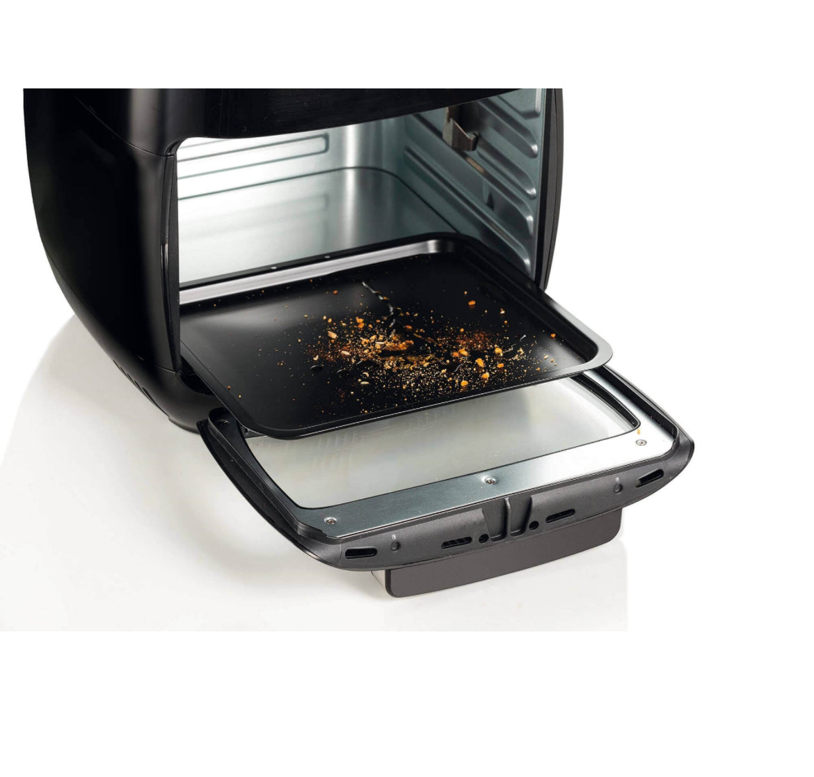 Airy Fryer Oven
4619/00
Friggitrice ad aria e Forno Elettrico con cestello rotante, funzione girarrosto ed essiccatore. Cuoce su più ripiani separati diversi alimenti. Senza fumo e cattivi odori. Accessori inclusi. BPA Free