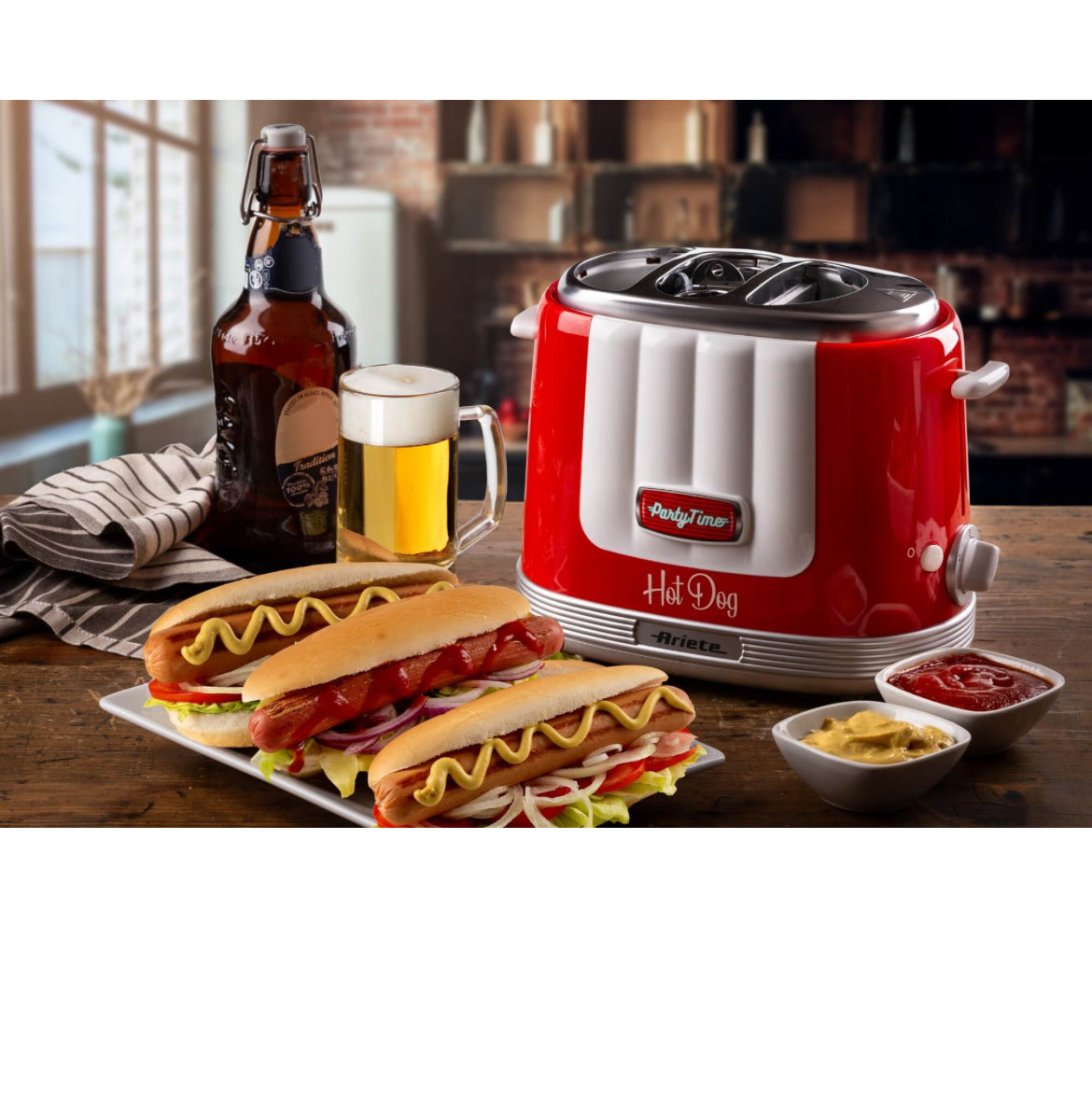 Hot dog Maker Party Time Rosso
0206/00
650 W. Scalda panini e cuoce wurstel. Rosso