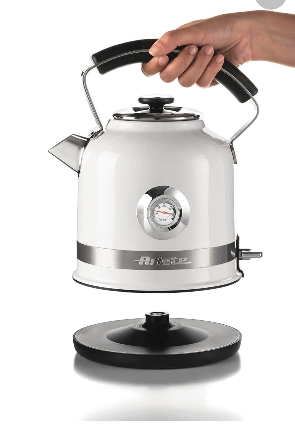Bollitore Elettrico Moderna Bianco
2854/01
Bollitore Bianco da 1,7 Litri della Linea Moderna Ariete. Termometro esterno. Filtro rimovibile. Autospegnimento. Un tocco di stile nella tua cucina!
