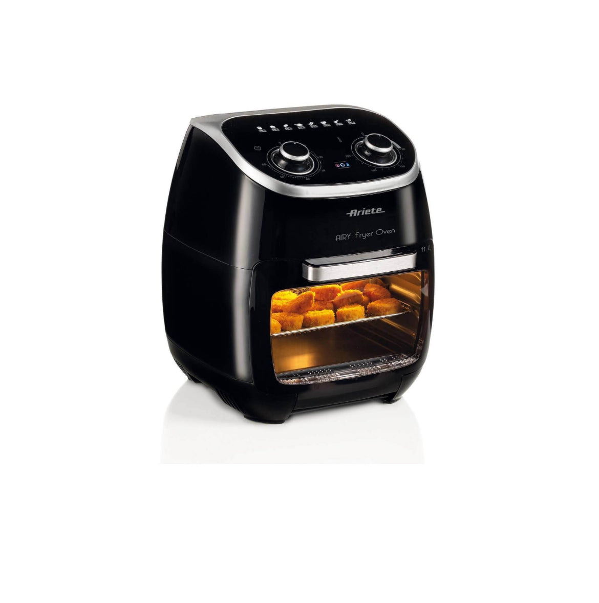 Airy Fryer Oven
4619/00
Friggitrice ad aria e Forno Elettrico con cestello rotante, funzione girarrosto ed essiccatore. Cuoce su più ripiani separati diversi alimenti. Senza fumo e cattivi odori. Accessori inclusi. BPA Free