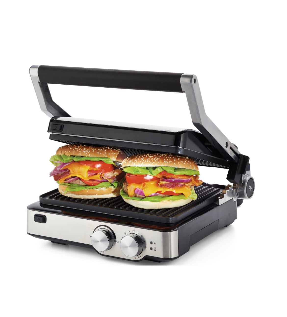 Grill and Taste
1918/00
Griglia elettrica da tavolo con piastre antiaderenti basculanti. Ideale per toast e panini o per grigliate di carne e pesce grazie all’opzione cottura a piastre aperte. Temperatura regolabile, 5 livelli di cottura a fornetto