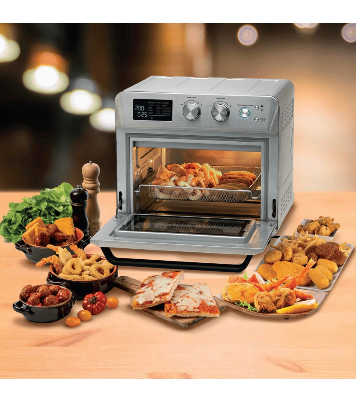 Forno + Friggitrice ad Aria 25L
4629/11
Per grandi quantità di fritto e tanta croccantezza. Adatta a fritture di pesce, carne, crocchette, pizza, patatine e alimenti impanati. Multifunzione ideali per cene in famiglia e con amici.