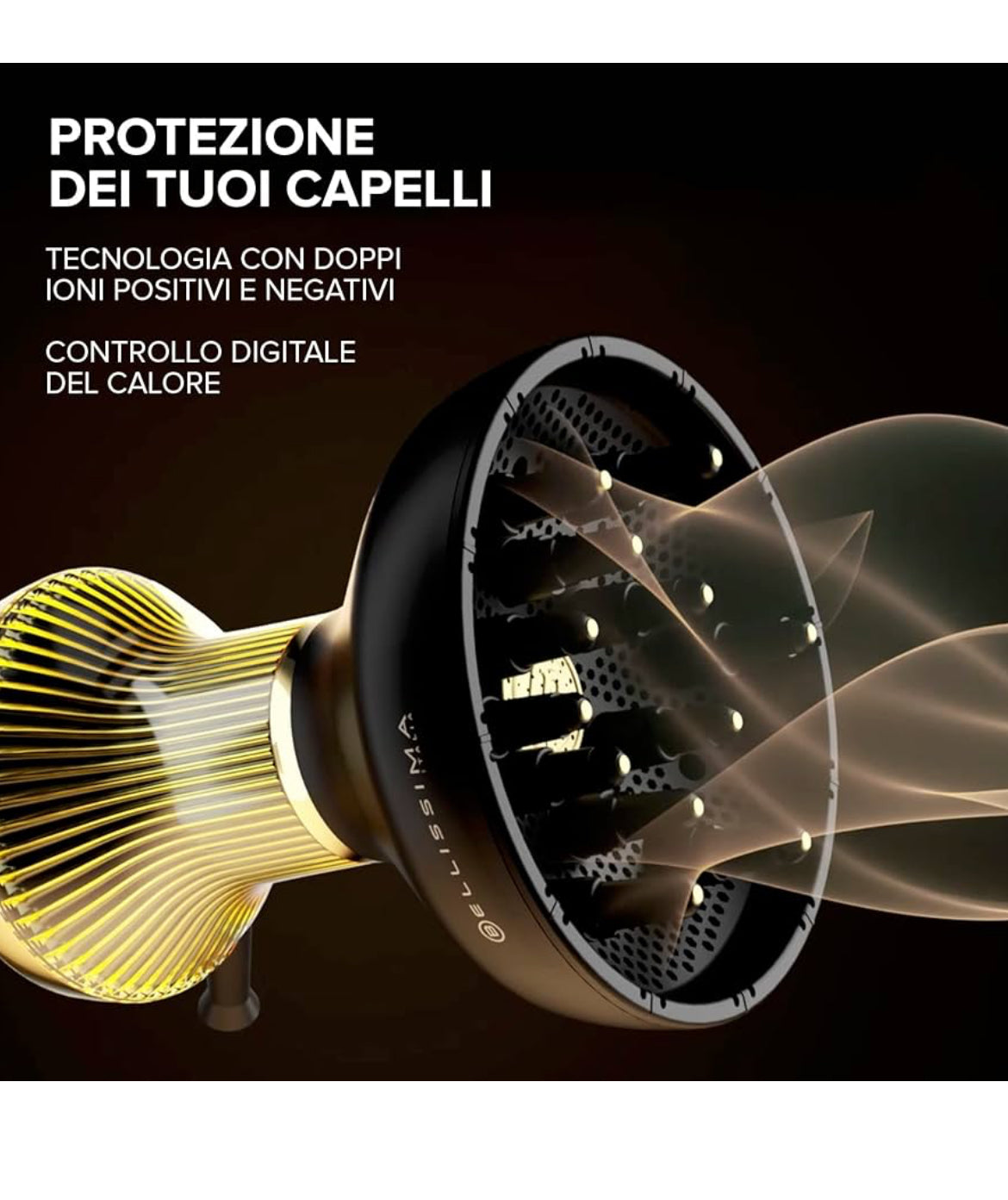 Bellissima Imetec Diffon Supreme, Diffusore ad Aria Calda per Capelli Ricci, Diffusore XL con 12 Dita, Tecnologia Ceramica&Argan Oil, 2 Velocità, 3 Temperature, Asciugatura Delicata 11824