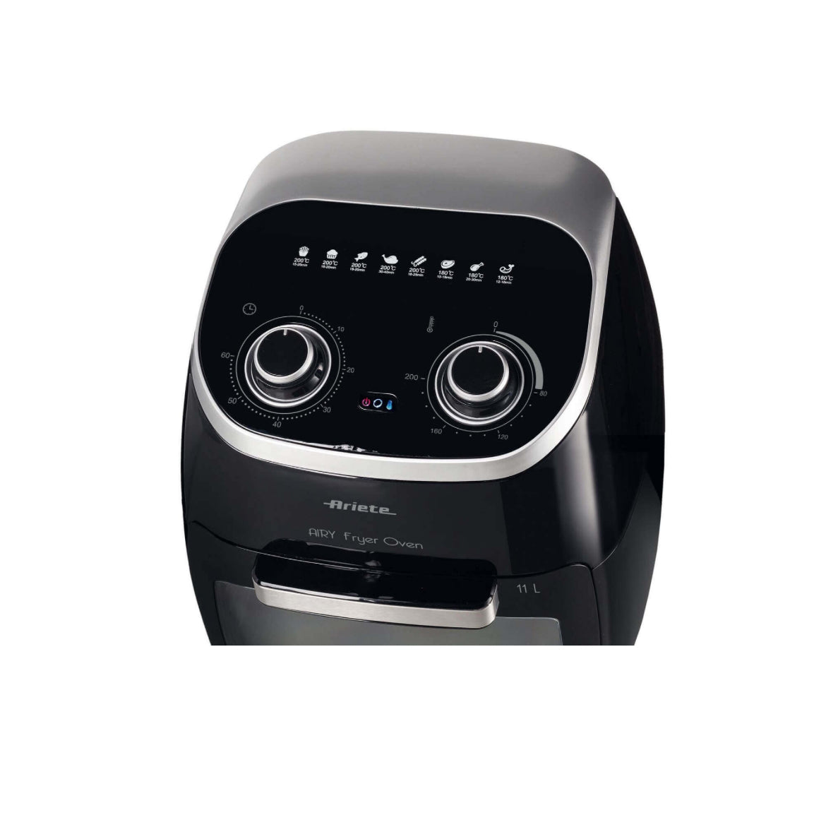 Airy Fryer Oven
4619/00
Friggitrice ad aria e Forno Elettrico con cestello rotante, funzione girarrosto ed essiccatore. Cuoce su più ripiani separati diversi alimenti. Senza fumo e cattivi odori. Accessori inclusi. BPA Free