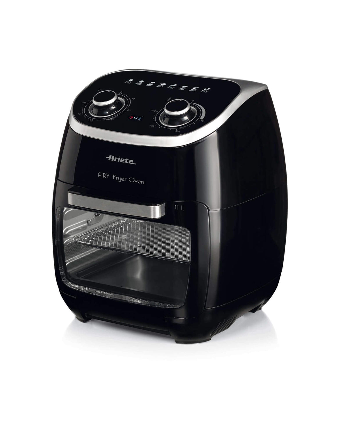 Airy Fryer Oven
4619/00
Friggitrice ad aria e Forno Elettrico con cestello rotante, funzione girarrosto ed essiccatore. Cuoce su più ripiani separati diversi alimenti. Senza fumo e cattivi odori. Accessori inclusi. BPA Free