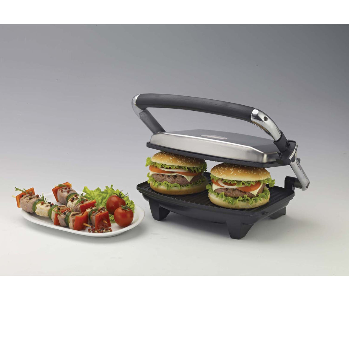 Griglia elettrica Toast & Grill Slim
1911/10
Piastra antiaderente rigata e design elegante