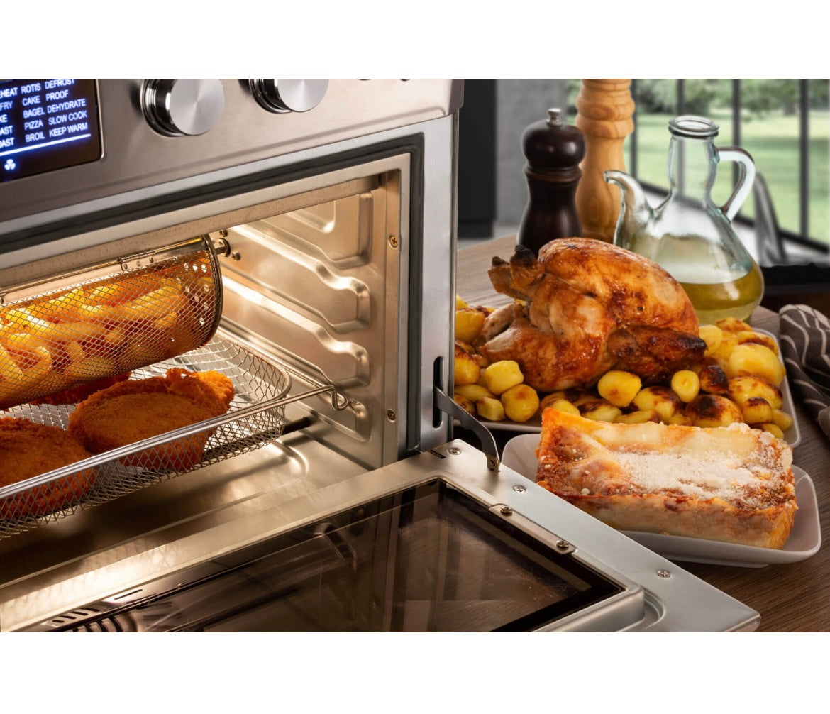Forno + Friggitrice ad Aria 25L
4629/11
Per grandi quantità di fritto e tanta croccantezza. Adatta a fritture di pesce, carne, crocchette, pizza, patatine e alimenti impanati. Multifunzione ideali per cene in famiglia e con amici.