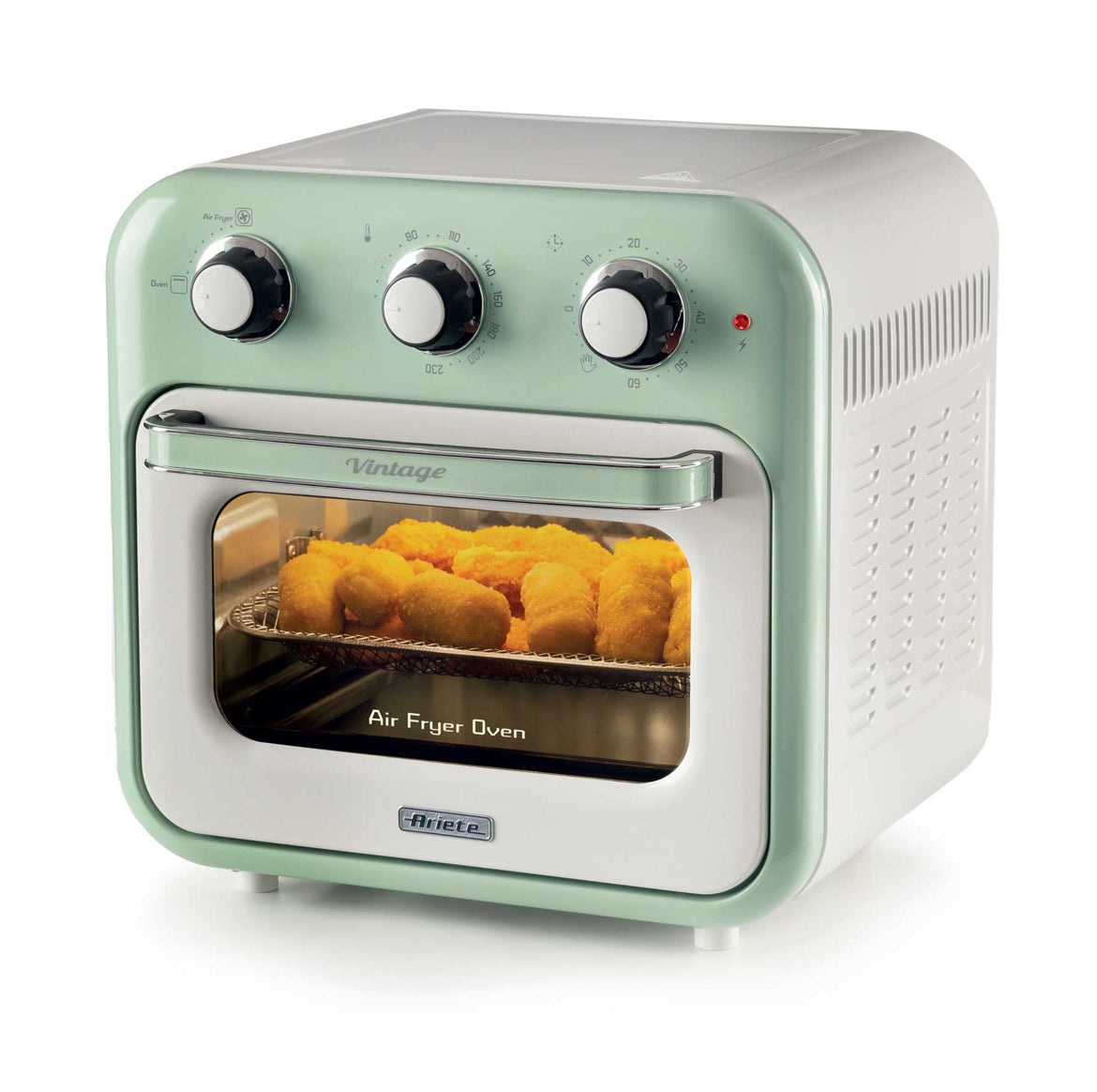Friggitrice ad aria + Forno Vintage Verde
4632/04
Per grandi quantità di fritto e tanta croccantezza, 16L di capacità. Adatta a fritture di pesce, carne, crocchette, patatine e alimenti impanati. Cestello trasparente. Con luce interna.