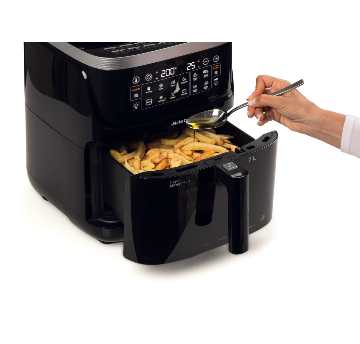 Friggitrice ad aria con funzione vapore
4636/00
Multifunzione: Friggitrice ad aria, Friggitrice ad aria + Vapore, Vapore e Grill. Adatta a fritture di pesce, carne, crocchette, patatine e alimenti impanati. 10 funzioni di cottura