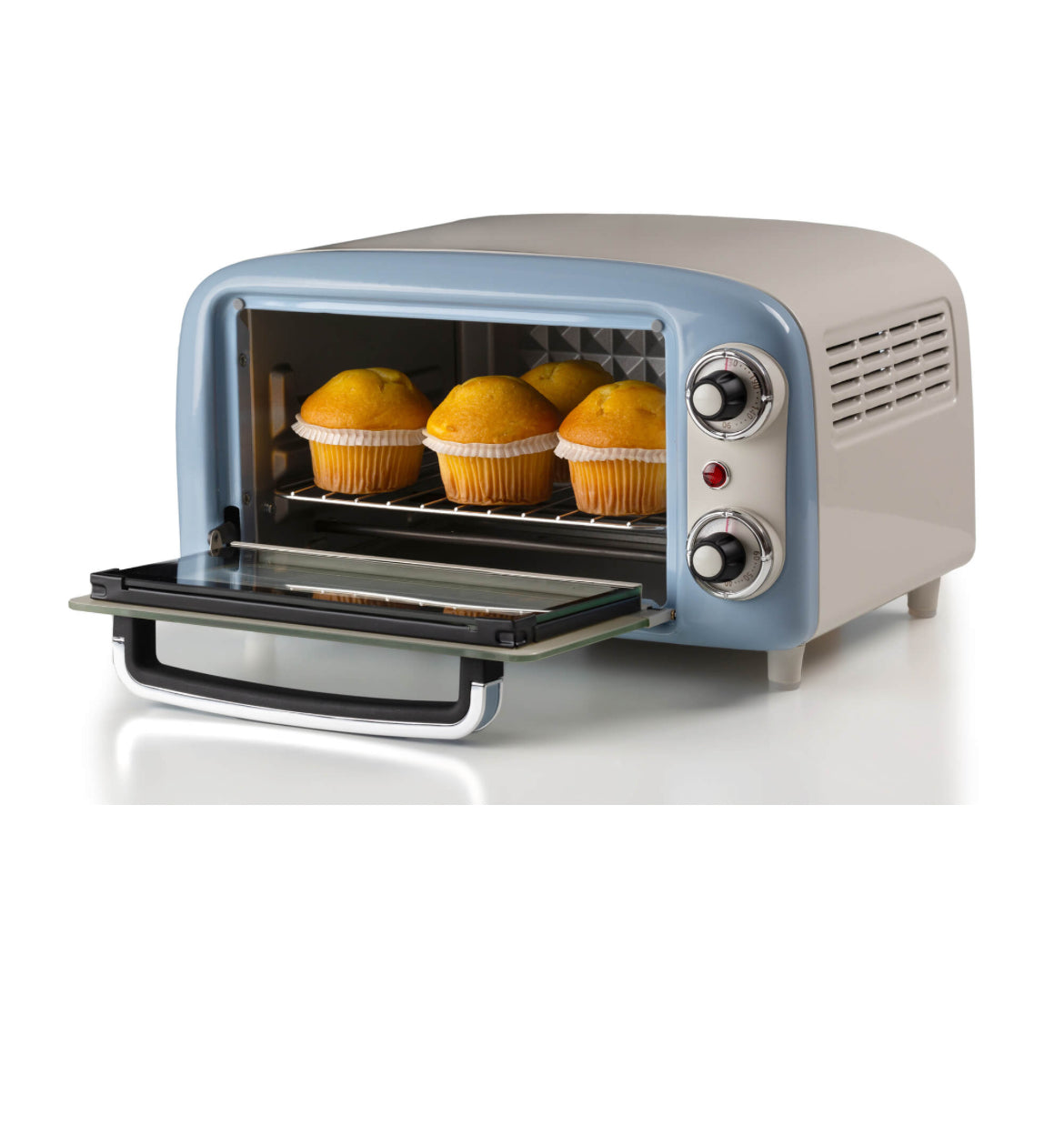 Forno Vintage Celeste 10L
3919/05
Forno Elettrico Vintage 10 Litri, doppio vetro, timer impostabile fino a 60’, temperatura regolabile fino a 230°C.