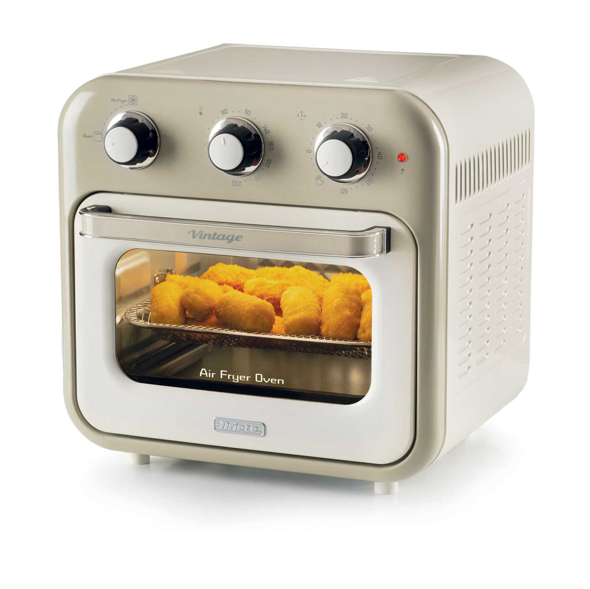 Vintage
Friggitrice ad aria + Forno Vintage Beige
4632/03
Per grandi quantità di fritto e tanta croccantezza, 16L di capacità. Adatta a fritture di pesce, carne, crocchette, patatine e alimenti impanati. Cestello trasparente. Con luce interna.