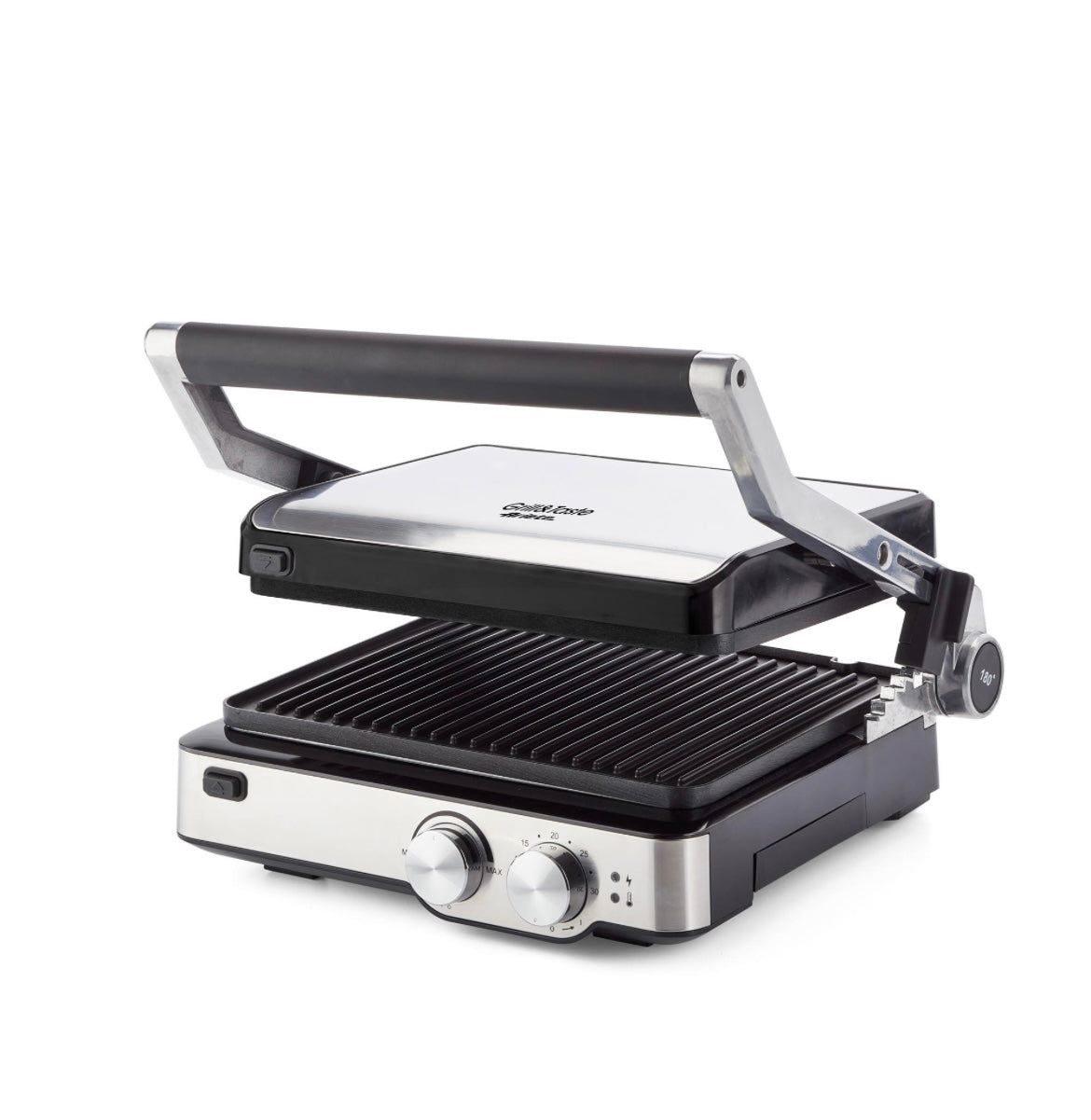 Grill and Taste
1918/00
Griglia elettrica da tavolo con piastre antiaderenti basculanti. Ideale per toast e panini o per grigliate di carne e pesce grazie all’opzione cottura a piastre aperte. Temperatura regolabile, 5 livelli di cottura a fornetto