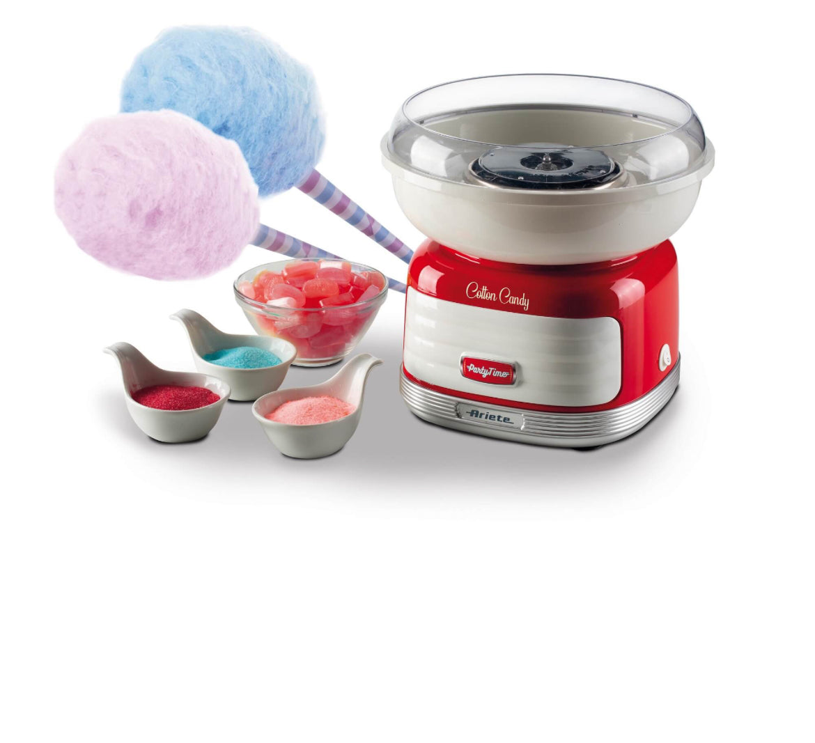 Cotton Candy Party Time Rosso
2973/00
Macchina Rossa per zucchero filato con il design unico degli American Diner anni ‘50. Compatibile con zucchero semolato o caramelle dure. Let’s party con Party Time Ariete!
