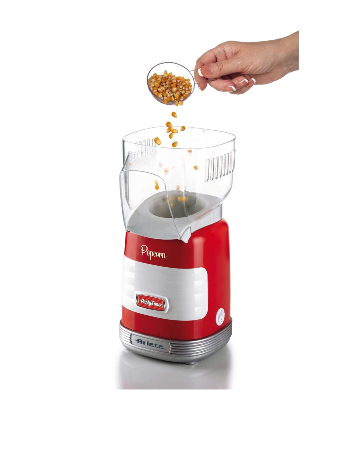 Pop Corn Party Time Rosso
2956/00
Macchina Rossa per Pop Corn con il design unico degli American Diner anni ‘50. Cottura ad aria calda senza olio e grassi. Scoppia 60g di mais in meno di 2 minuti. Let’s party con Party Time Ariete!