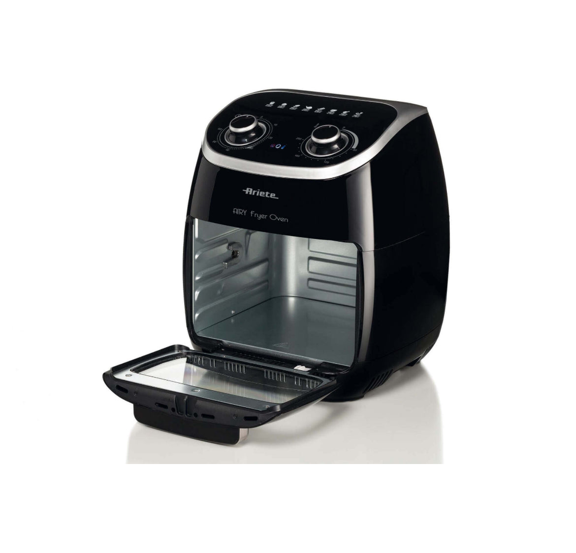 Airy Fryer Oven
4619/00
Friggitrice ad aria e Forno Elettrico con cestello rotante, funzione girarrosto ed essiccatore. Cuoce su più ripiani separati diversi alimenti. Senza fumo e cattivi odori. Accessori inclusi. BPA Free