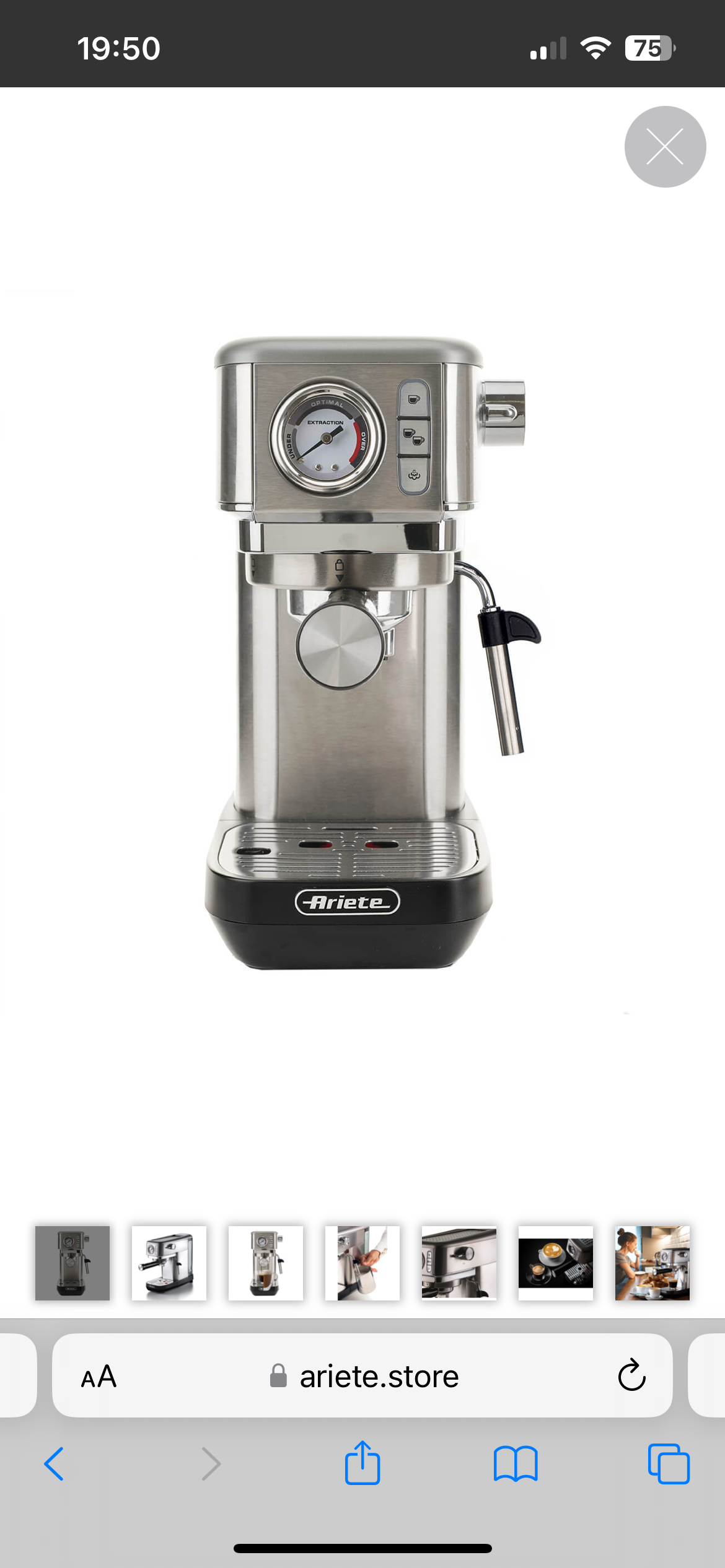 MACCHINA DA CAFFÈ ESPRESSO ARIETE IN METALLO CON MANOMETRO