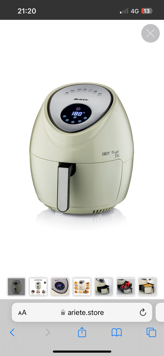Airy Fryer XXL Beige
4618/02
Friggitrice ad aria da 7 litri. Cuoce ad aria calda, frigge senza odori, con un solo cucchiaio di olio fino a 2,5 kg di patatine fritte in una sola volta. Temperatura regolabile max 200°. Beige. BPA Free