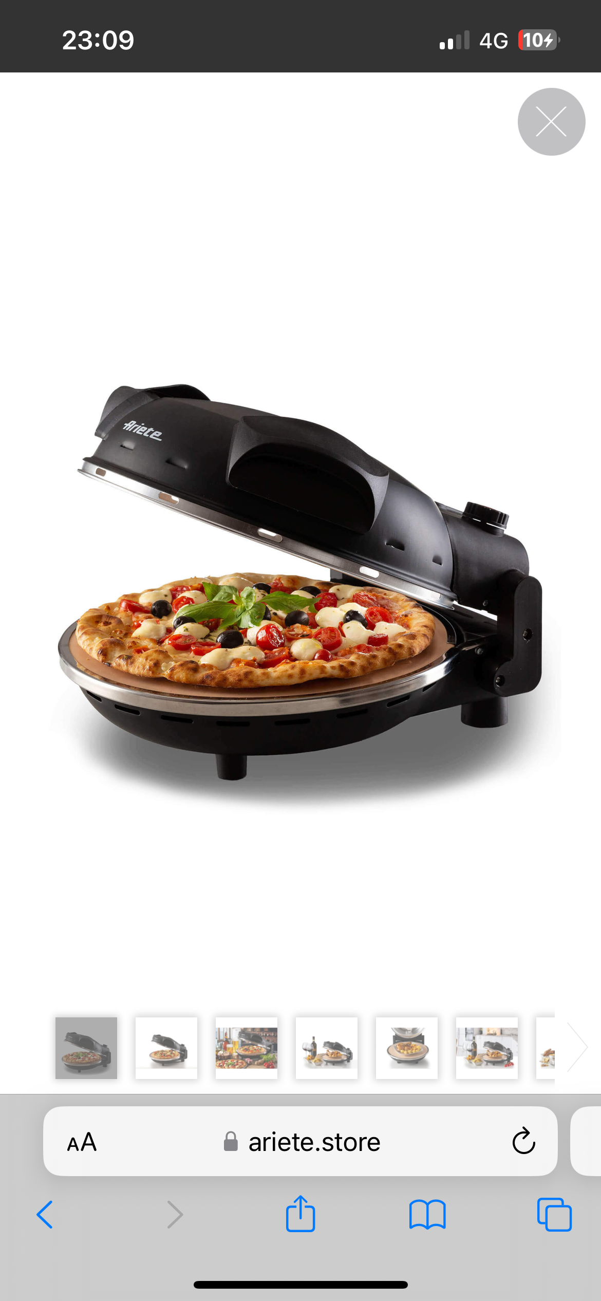Pizza in 4' minuti Nero
0917/00
Forno per pizza elettrico in pietra refrattaria con trattamento antiaderente di 32 cm di diametro. 5 livelli di cottura. Temperatura massima 400°. Ideale per cuocere la pizza fatta in casa. Nero