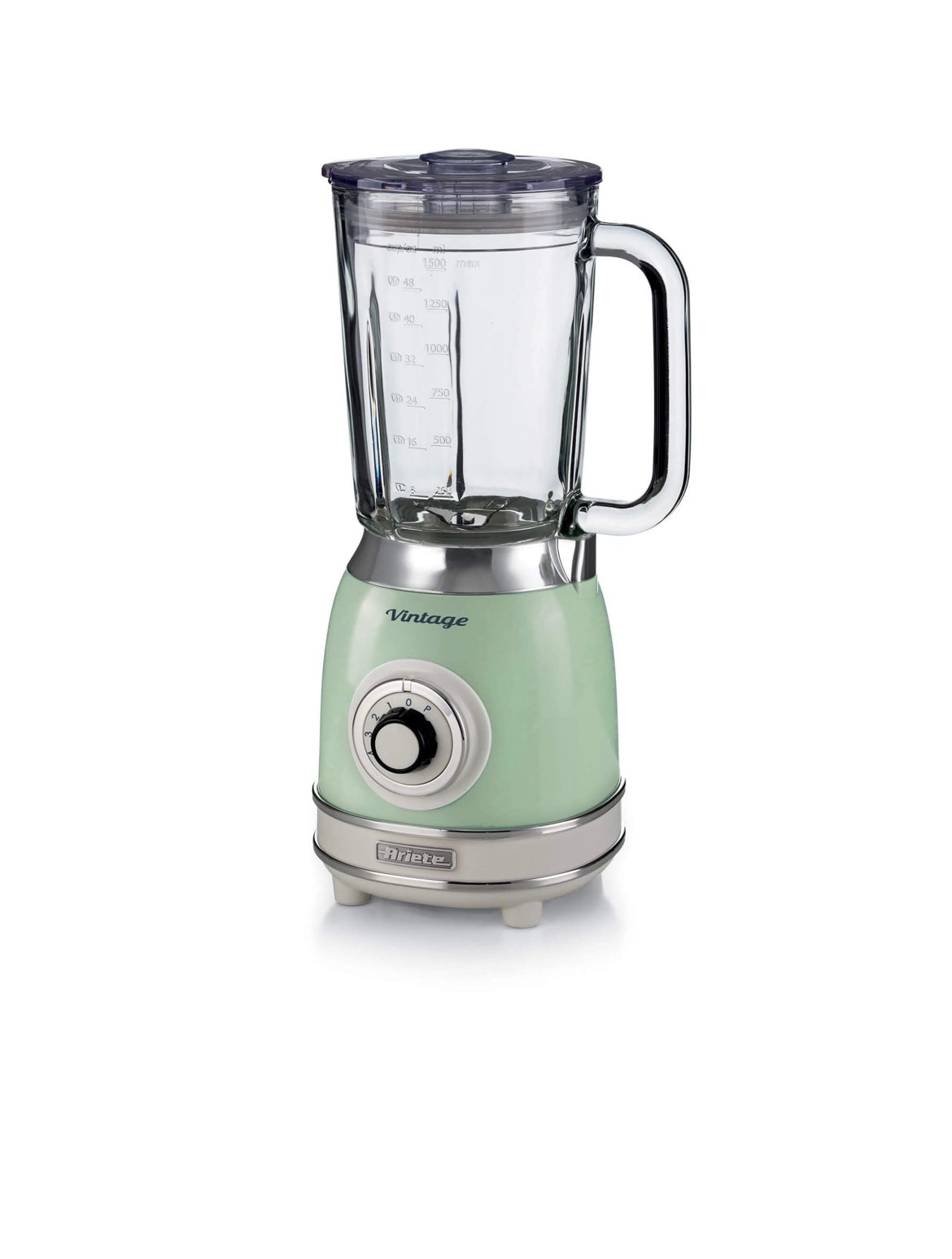 Frullatore con Tazza in Vetro Vintage Verde
0583/04
Tazza in vetro da 1,5 Litri. 4 Velocità + Pulse con funzione tritaghiaccio. 4 Lame in Acciaio Inox.