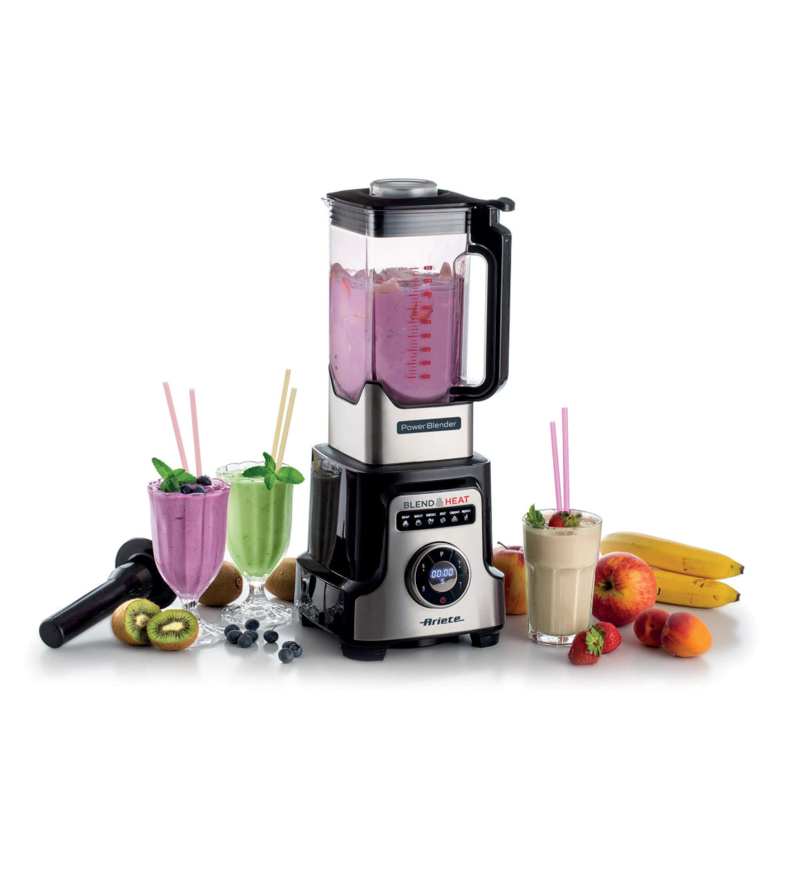 Blend & Heat
0578/00
Power blender multifunzione ad elevate performance in Acciaio Inox. Funzione Soup per frullare e scaldare contemporaneamente. 6 Lame Acciaio Inox e 10 Programmi preimpostati. Tazza da 2 Litri. Doppio sistema di sicurezza EK1