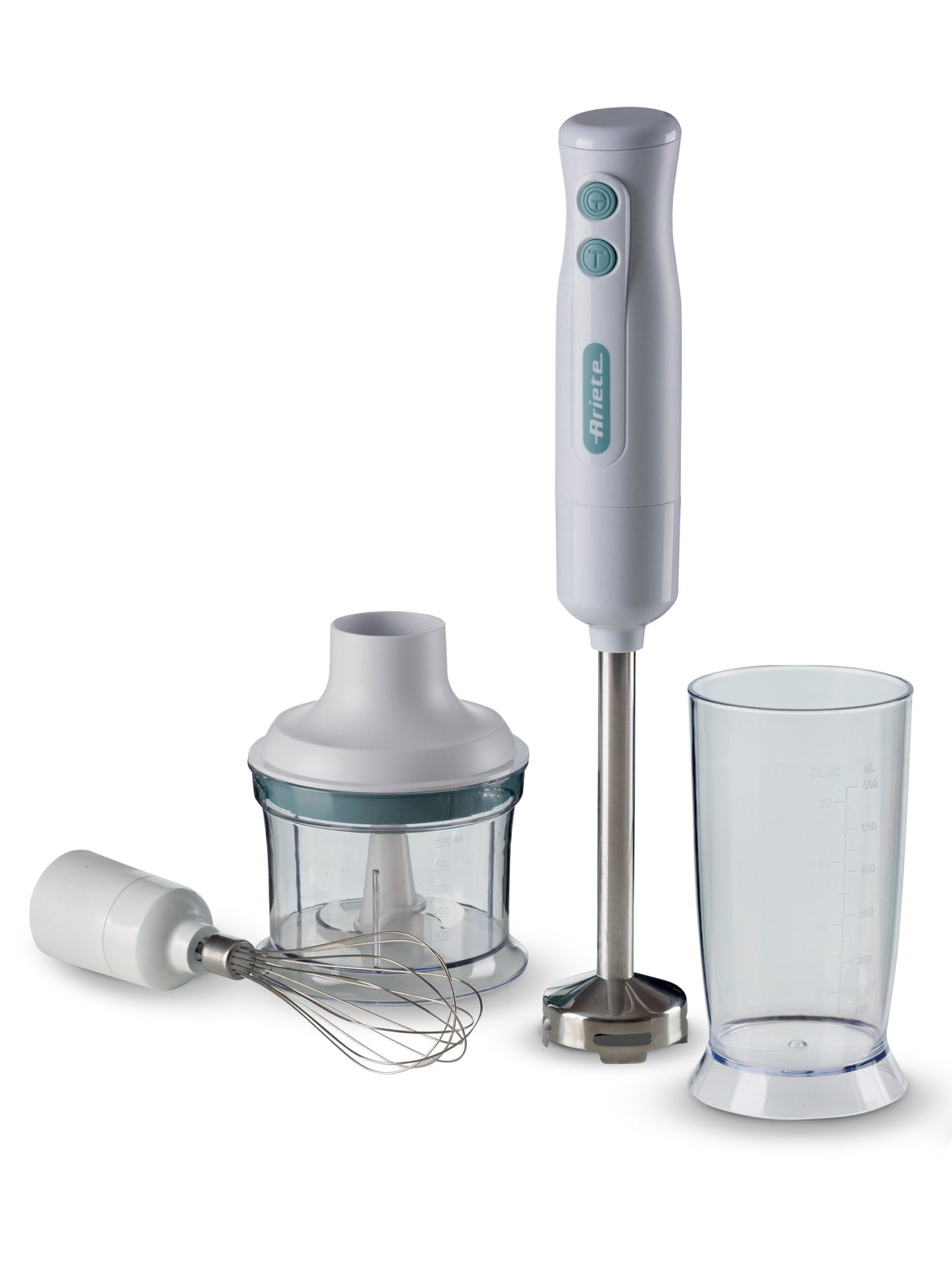 Frullatore a immersione con tritatutto 3in1 Breakfast White & Aegean Teal
0601/11
700W. 2 velocità. Lama e Gamba removibile in acciaio inox. Pratico e ideale per ogni angolo della cucina. Bianco & Celeste