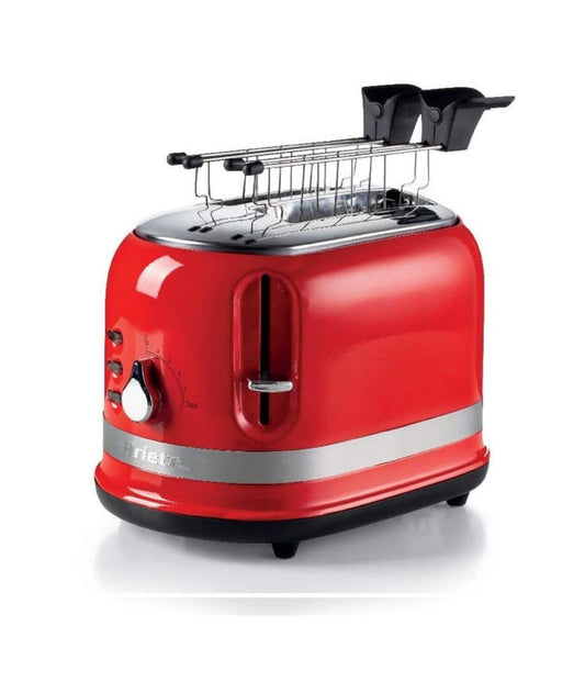 Tostapane Moderna Rosso
0149/00
Tostapane di design che unisce estetica e funzionalità per tostare perfettamente pane o sandwich farciti. 2 Fette con pinze in dotazione. 6 Livelli di Doratura. Funzioni: Cottura, Riscaldamento, Scongelamento
