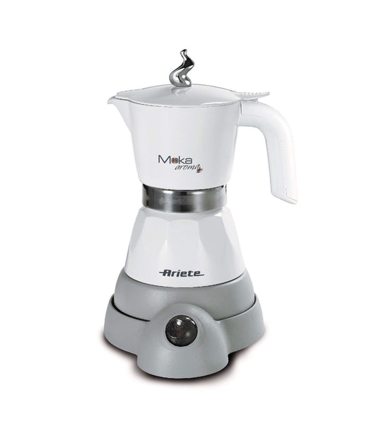 Moka Aroma Elettrica 1358/10
Dotata di adattatore per 2 o 4 tazze. Potenza 400W. Mantenimento temperatura per 30 minuti. Bianca