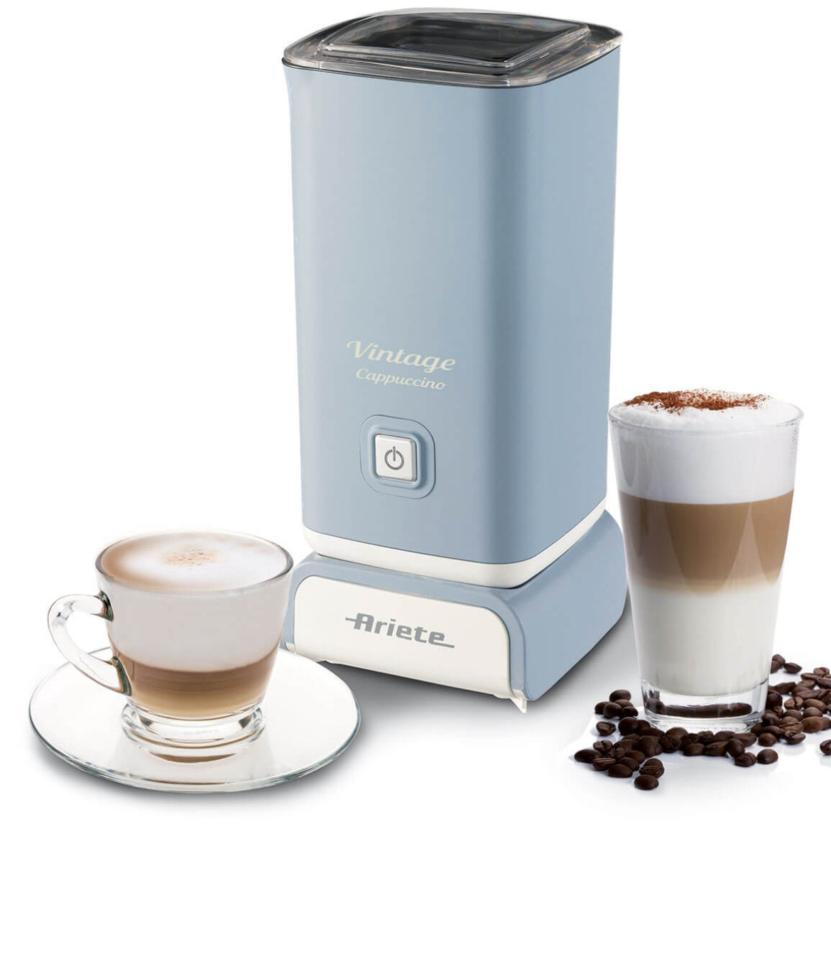 Cappuccinatore Vintage Celeste
2878/05
Cappuccino, latte macchiato, caffè latte. Con un solo pulsante monta il latte caldo o freddo in meno di 2 minuti, per le tue colazioni più gustose a casa.