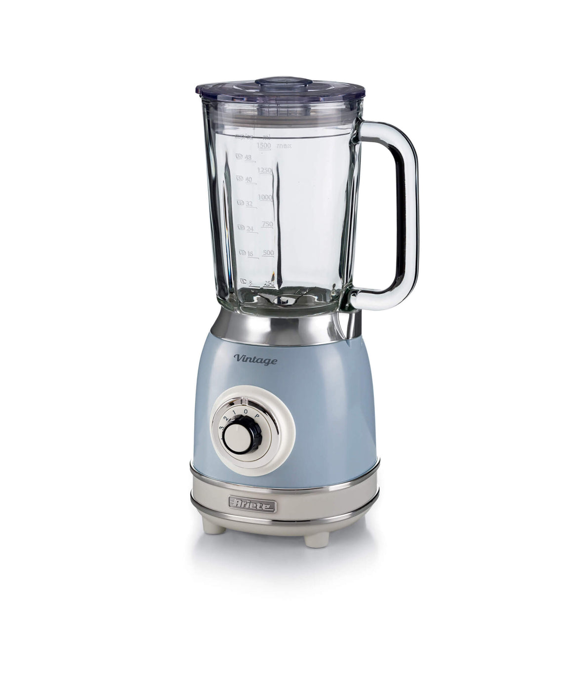Frullatore con Tazza in Vetro Vintage Celeste
0583/05
Tazza in vetro da 1,5 Litri. 4 Velocità + Pulse con funzione tritaghiaccio. 4 Lame in Acciaio Inox.