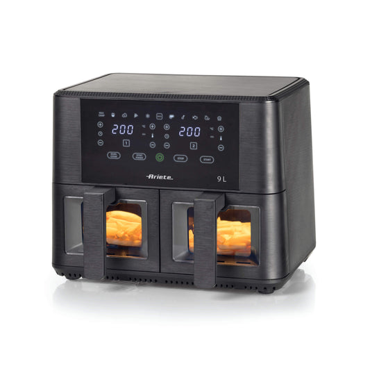 Friggitrice ad aria 9L con vetro
4631/00
Per grandi quantità di fritto e tanta croccantezza. Adatta a fritture di pesce, carne, crocchette, patatine e alimenti impanati. 2 cestelli trasparenti. Funzione Grill, Max Crisp, Dual Cook, Sync, Essiccazione. Ces